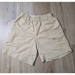 AFTCO Size 30 Shorts Beige Khaki  Nylon Cargo Pockets Fishing Boating Utility